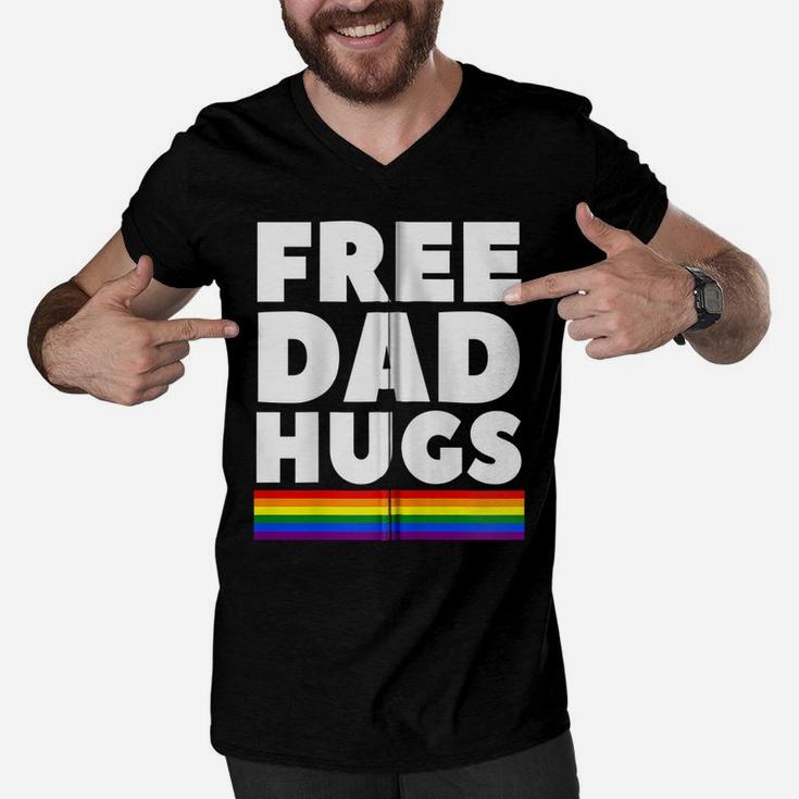 Free Dad Hugs Funny Lgbt Support Father Daddy Pride Gift Zip Hoodie Men V-Neck Tshirt