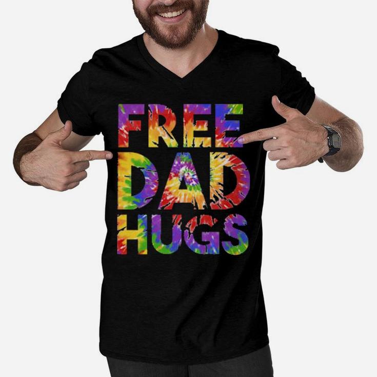 Free Dad Hugs Pride Lgbtq Gay Rights Straight Support Tiedye Men V-Neck Tshirt