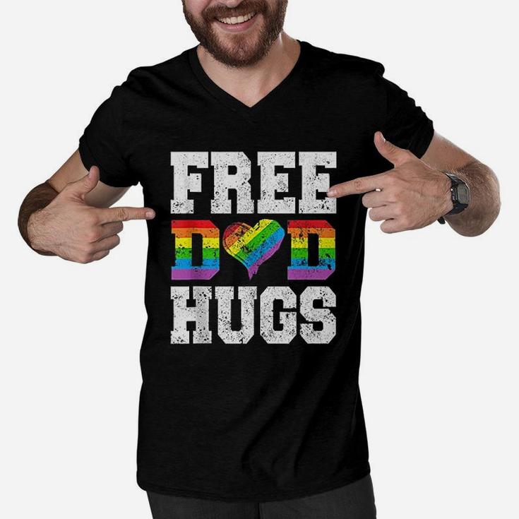 Free Dad Hugs Rainbow Men V-Neck Tshirt