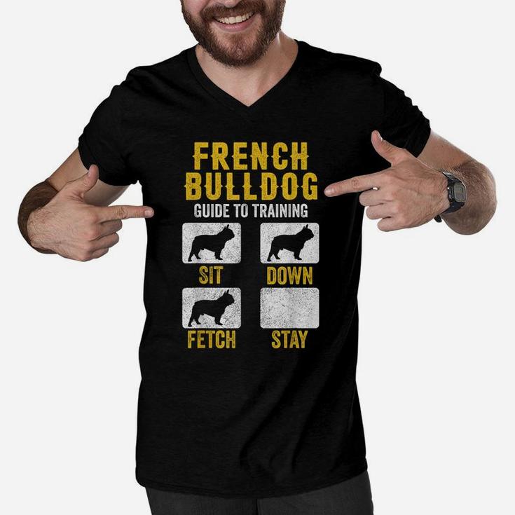 French Bulldog Guide To Training Shirts, Dog Mom Dad Lovers Men V-Neck Tshirt