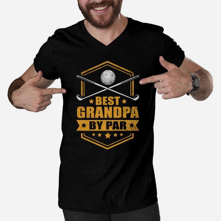 Funny Best Grandpa By Par Gift Cool Fathers Day Grandpa Golf Men V-Neck Tshirt