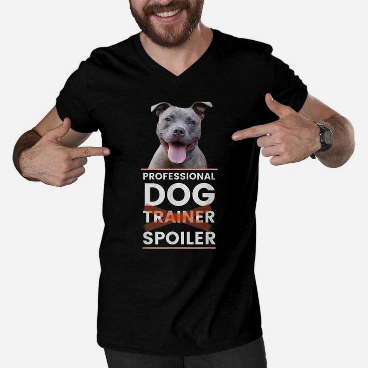 Funny Dog Trainer Pitbull Mom Dad Men V-Neck Tshirt