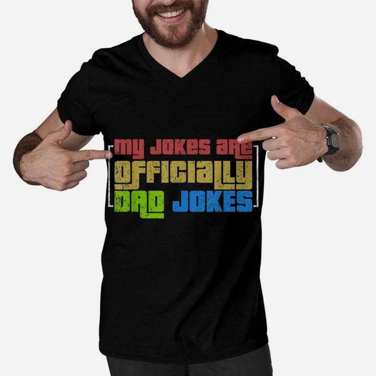 Funny Fathers Day Gift Idea Punny Daddy Dad Jokes Men V-Neck Tshirt
