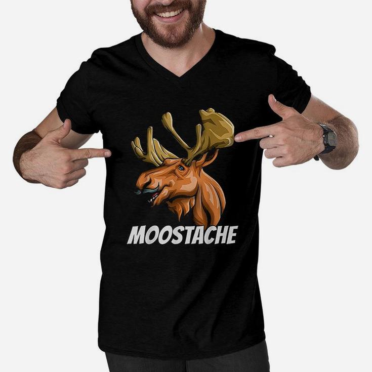 Funny Moostache Dad Men V-Neck Tshirt