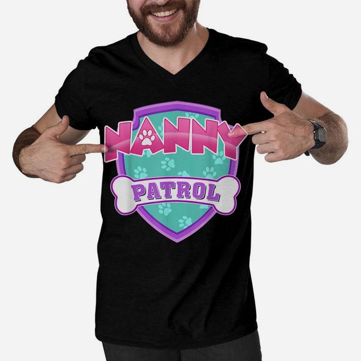 Funny Nanny Patrol - Dog Mom, Dad For Men Women Men V-Neck Tshirt