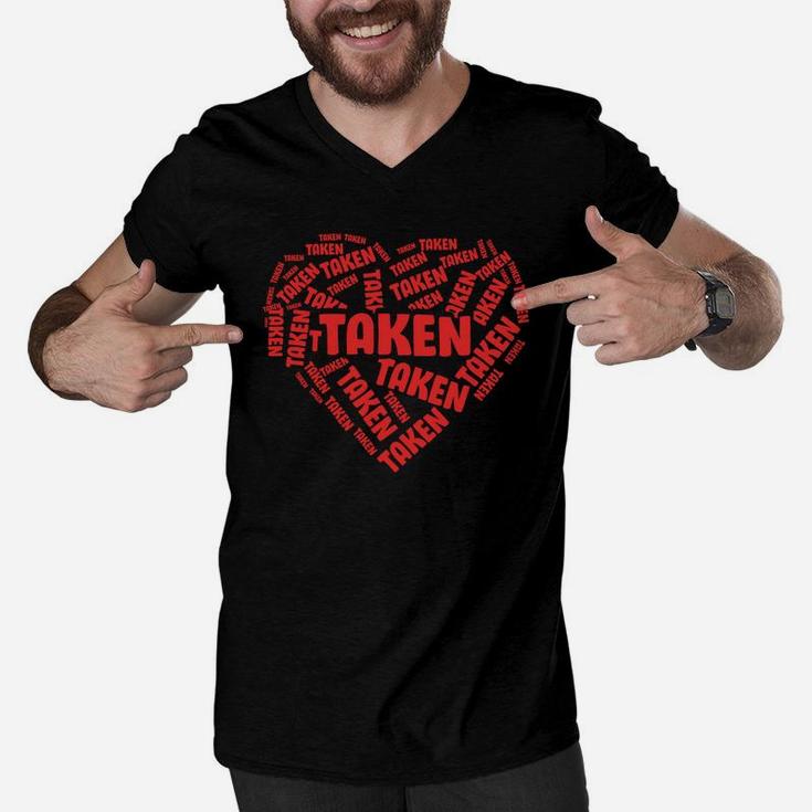 Funny Present Taken Heart Valentine Gift Happy Valentines Day Men V-Neck Tshirt