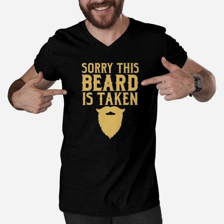 Funny Sorry This Beard Is Taken Valentines Day Gift Men V-Neck Tshirt