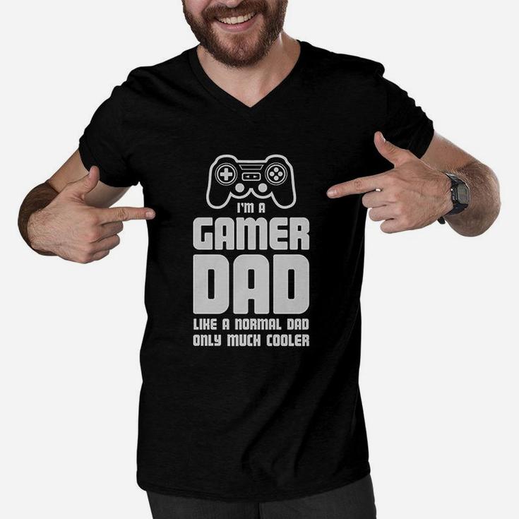 Gamer Dad Video Game Fathers Day Gaming Men V-Neck Tshirt