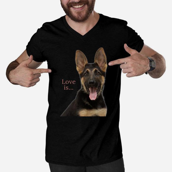 German Shepherd Shirt Shepard Dog Mom Dad Love Pet Puppy Tee Men V-Neck Tshirt