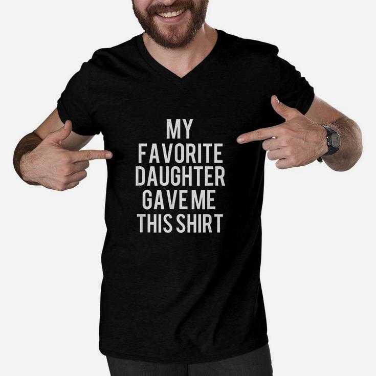 Gift From Daughter Funny Dad Men V-Neck Tshirt