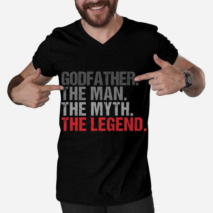Godfather The Man The Myth The Legend Father's Day Men V-Neck Tshirt