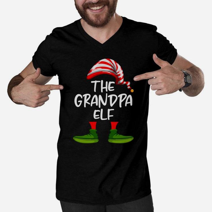 Grandpa Elf Family Matching Christmas Funny Gift Pajama Men V-Neck Tshirt