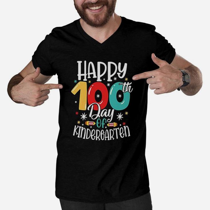 Happy 100th Day Of Kindergarten Colorful Gift For Kids Men V-Neck Tshirt