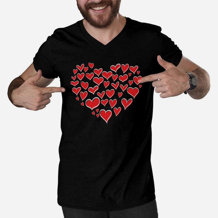 Hearts In Heart Best Valentine Gift Happy Valentines Day Men V-Neck Tshirt