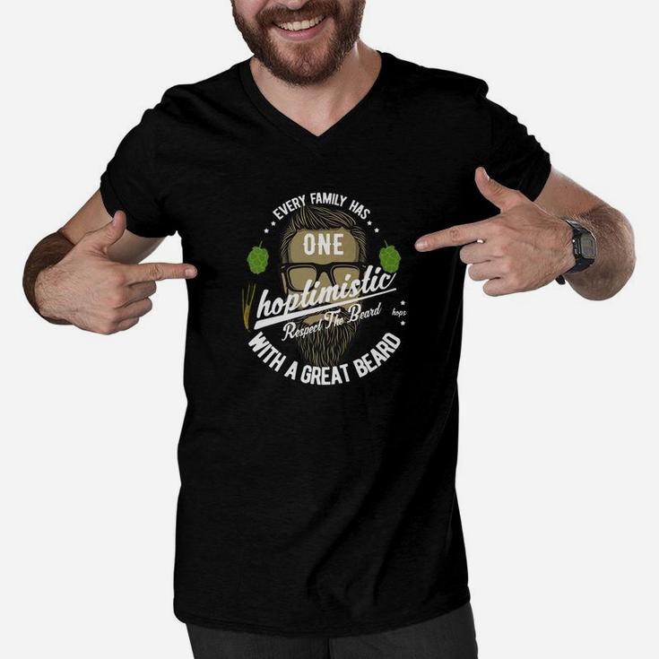 Hoptimistic With A Great Beard Funny Craft Beer Lovers Men V-Neck Tshirt