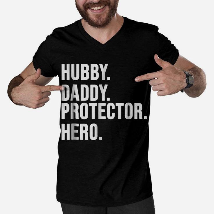 Hubby Daddy Protector Hero T Shirt -Funny Father Gift Shirt Men V-Neck Tshirt