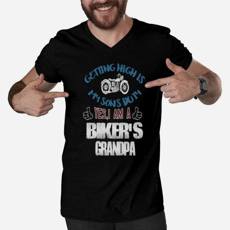 I Am A Biker's Grandpa Men V-Neck Tshirt