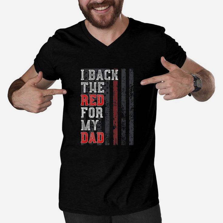 I Back The Red For My Dad Men V-Neck Tshirt