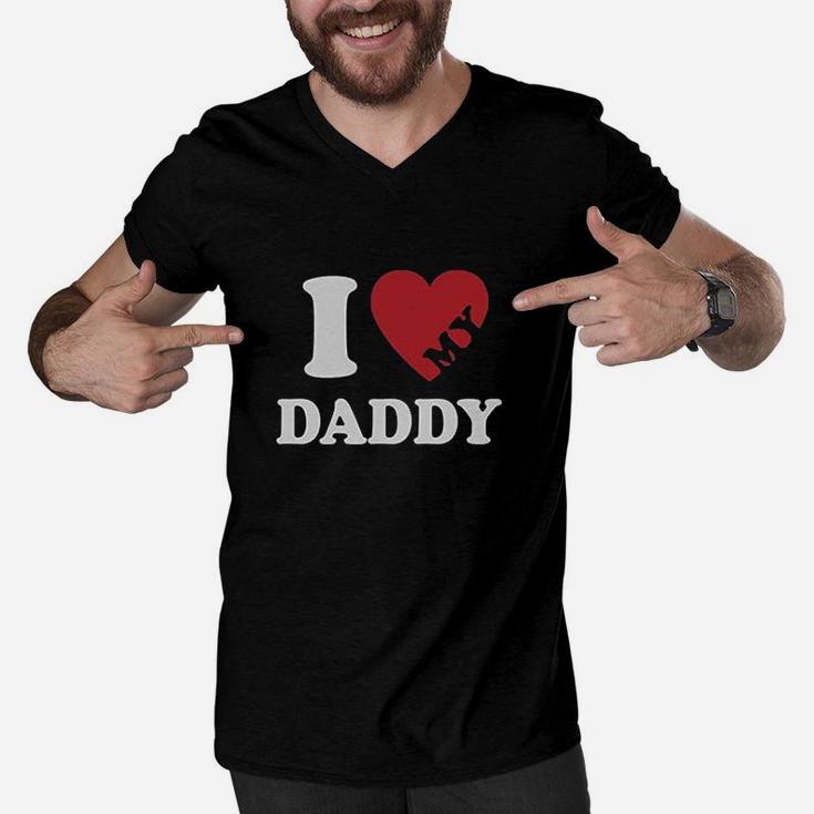 I Heart Love My Daddy Boy Girl Gift For Father Kids Men V-Neck Tshirt