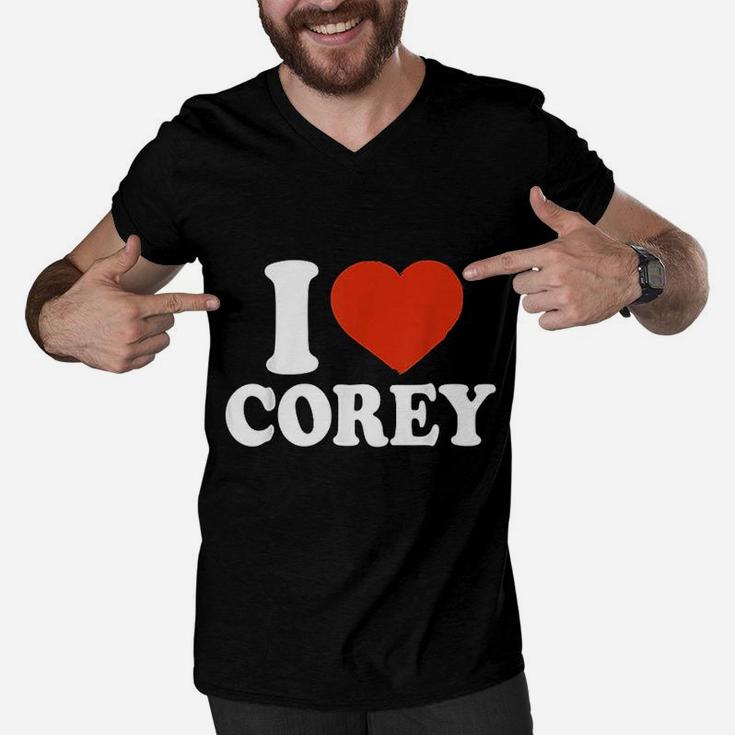 I Love Corey I Heart Corey Red Heart Valentine Gift Valentines Day Men V-Neck Tshirt