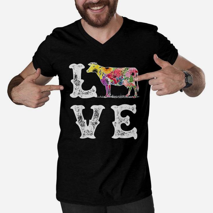 I Love Cows Funny Cow Lover Men V-Neck Tshirt