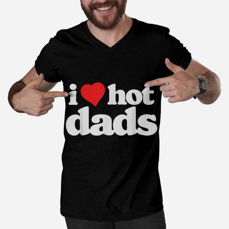 I Love Hot Dads Funny 80S Vintage Minimalist Heart Men V-Neck Tshirt