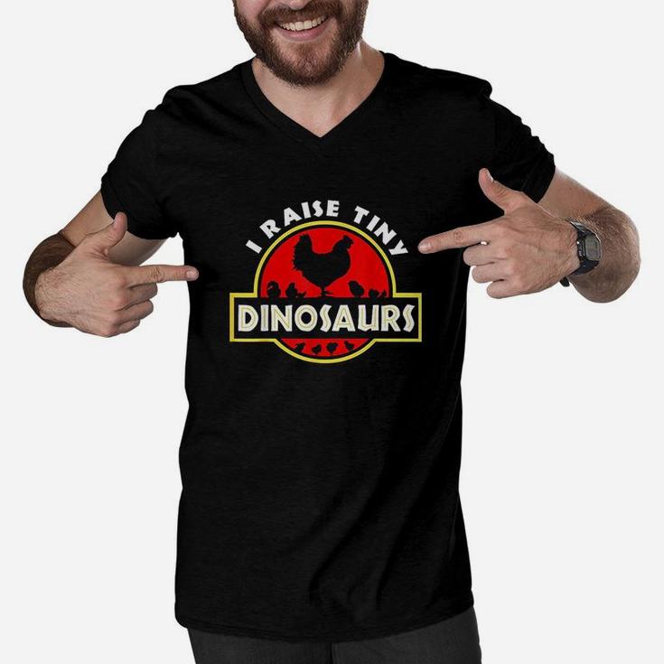 I Raise Tiny Dinosaurs Funny Chicken Lover Men V-Neck Tshirt