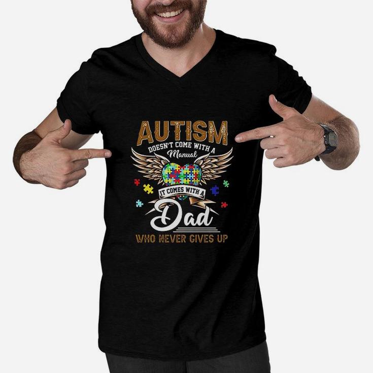 It Comes With A Dad Who Never Gives Up Men V-Neck Tshirt