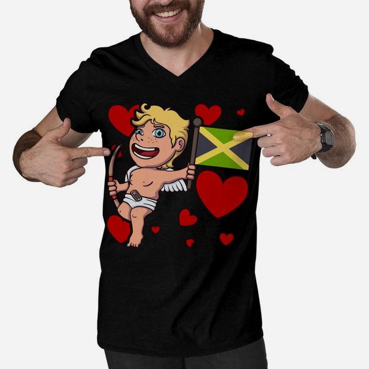 Jamaican Cupid Valentines Day Jamaica Themed Gift Men V-Neck Tshirt