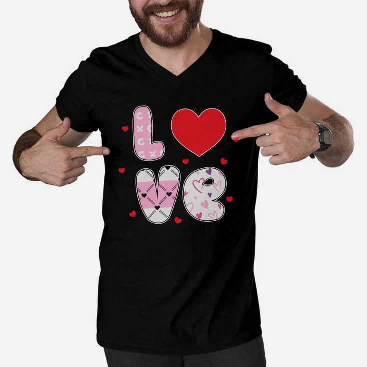 Love Valentine Gift Hearts Happy Valentines Day Men V-Neck Tshirt