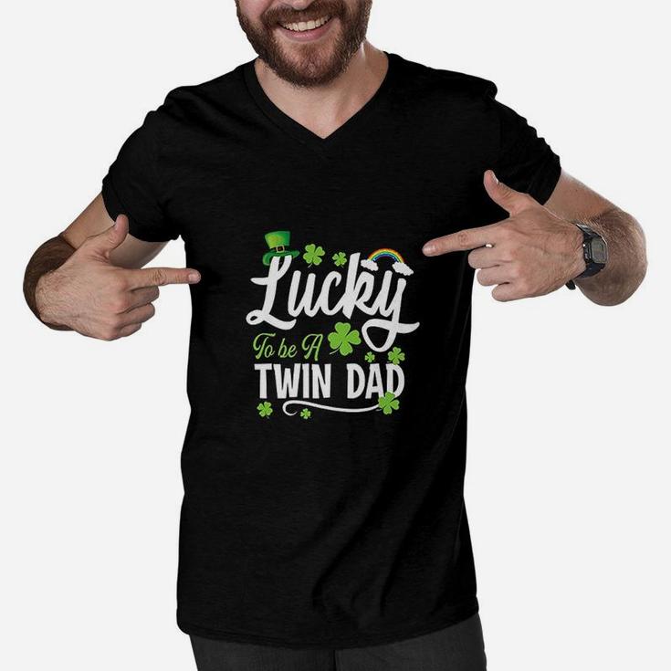 Lucky To Be A Dad Of Twins Men V-Neck Tshirt