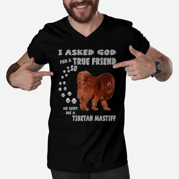 Mastiff Lion Dog Quote Mom, Mastiff Dad Art, Tibetan Mastiff Men V-Neck Tshirt