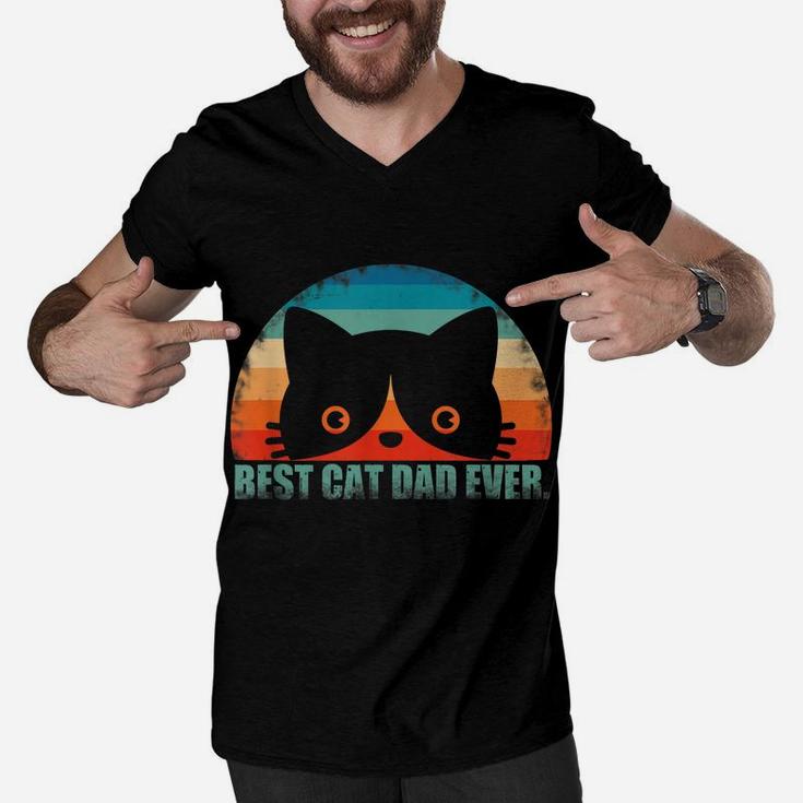 Mens Best Cat Dad Shirt Father's Day Gift From Wife Son Daughter Men V-Neck Tshirt