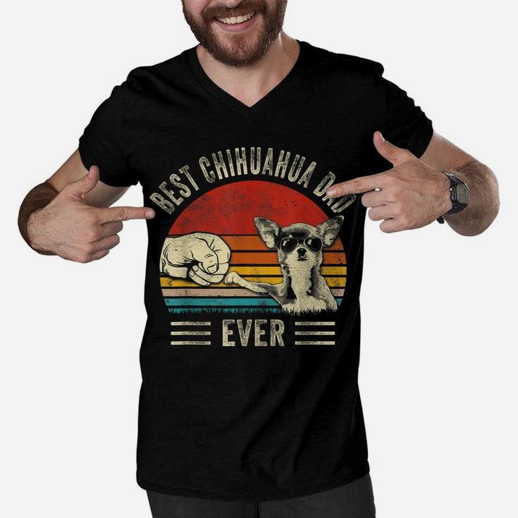 Mens Best Chihuahua Dad Ever Bump Funny Dog Dad Father's Day Men V-Neck Tshirt