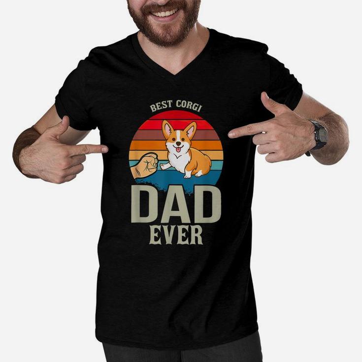 Mens Best Corgi Dad Ever Daddy Gifts Dog Lover Owner Men V-Neck Tshirt