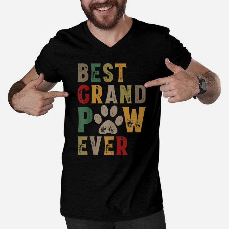 Mens Best Grand Paw Ever Grandpa Dog Dad Grandpaw Father's Day Men V-Neck Tshirt