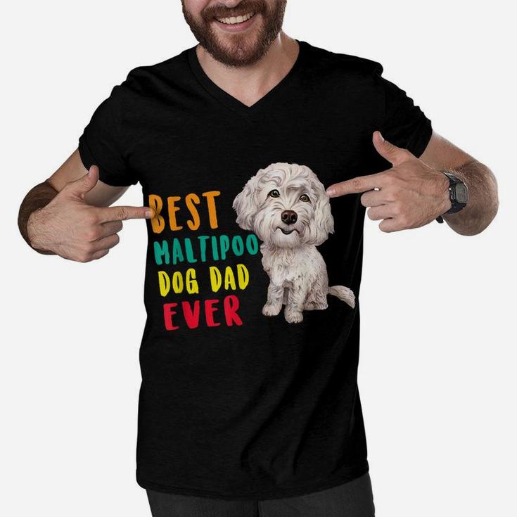 Mens Best Maltipoo Dog Dad Ever Fathers Day Funny Cute Men V-Neck Tshirt