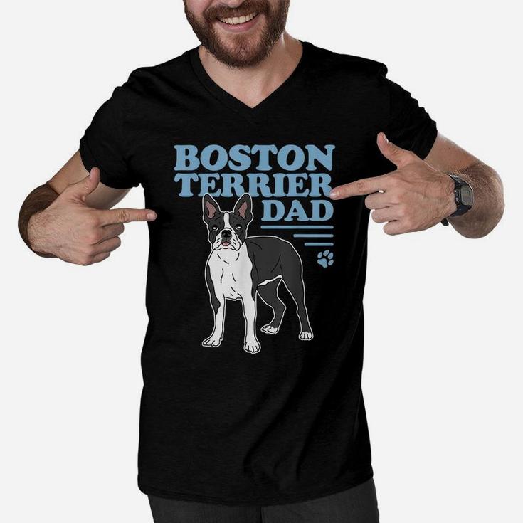 Mens Boston Terrier Dad Dog Owner Boston Terrier Men V-Neck Tshirt