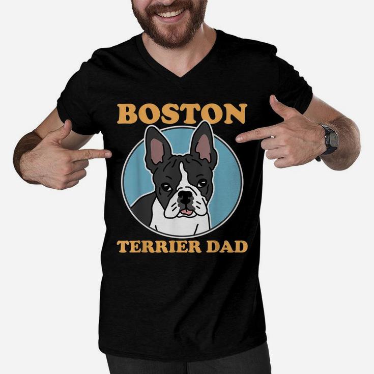 Mens Boston Terrier Dad | Dog Owner Boston Terrier Men V-Neck Tshirt