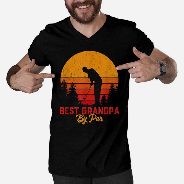 Mens Funny Fathers Day Best Grandpa By Par Golf Love Gift Men V-Neck Tshirt