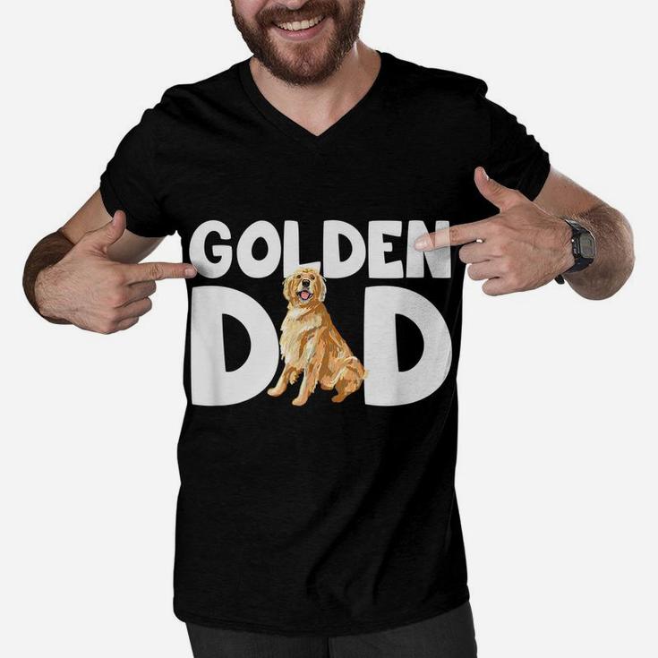 Mens Funny Golden Lover I Love My Golden Retriever Dad Pet Owner Men V-Neck Tshirt