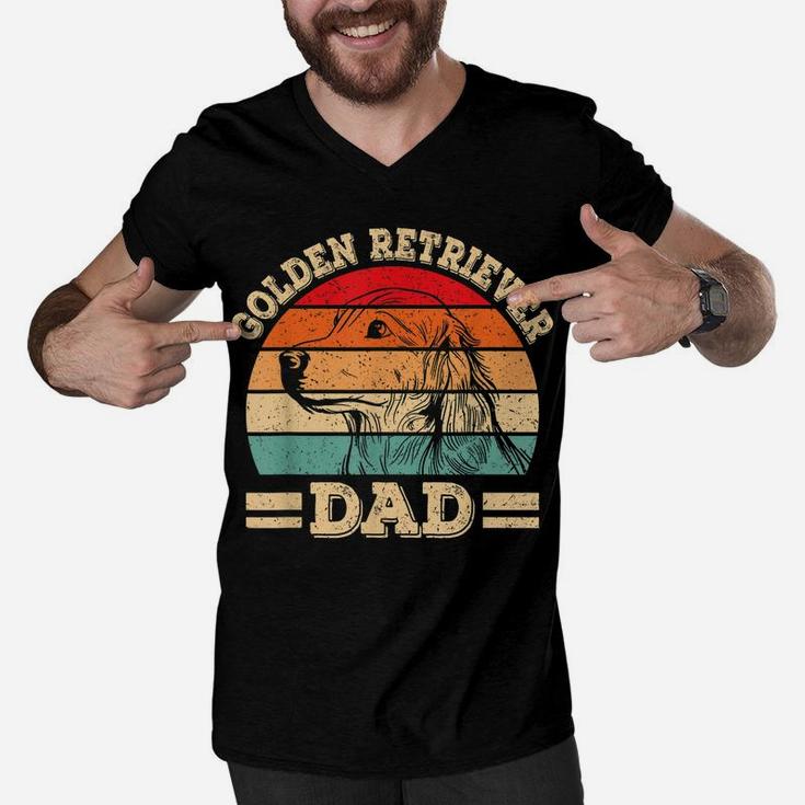Mens Golden Retriever Dad Design Funny Dog Lover Retro Vintage Men V-Neck Tshirt