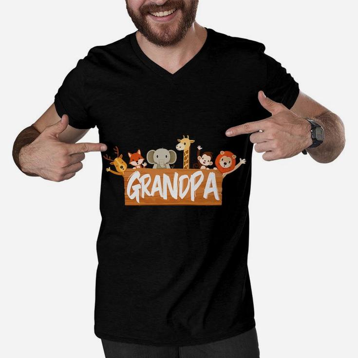 Mens Grandpa Zoo Birthday Shirt Family Costume Party Theme Men V-Neck Tshirt
