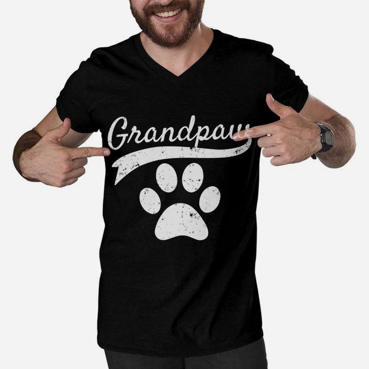 Mens Grandpaw Grand Paw Dog Lovers Grandpa Vintage Athletic Gift Men V-Neck Tshirt