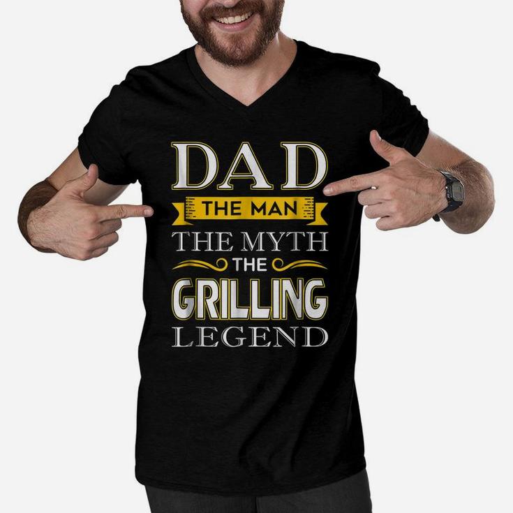 Mens Grill Dad Shirts Gifts For Grilling Dads Men V-Neck Tshirt
