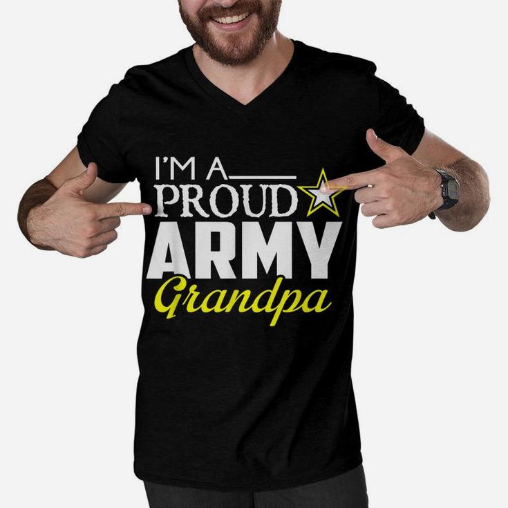 Mens I'm A Proud Army GrandpaShirt - Military Grandpa Tee Men V-Neck Tshirt