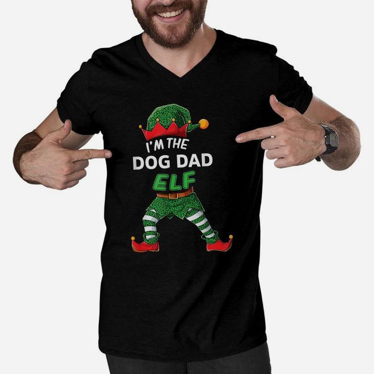 Mens I'm The Dog Dad Elf Christmas Family Matching Pajama Men V-Neck Tshirt