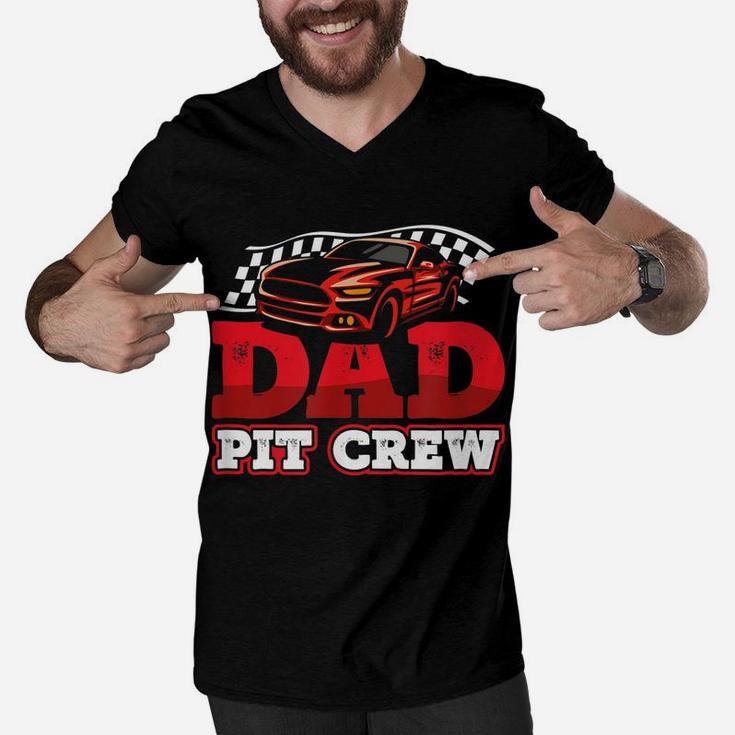 Mens Race Car Birthday Party Racing Family Dad Pit Crew Men V-Neck Tshirt
