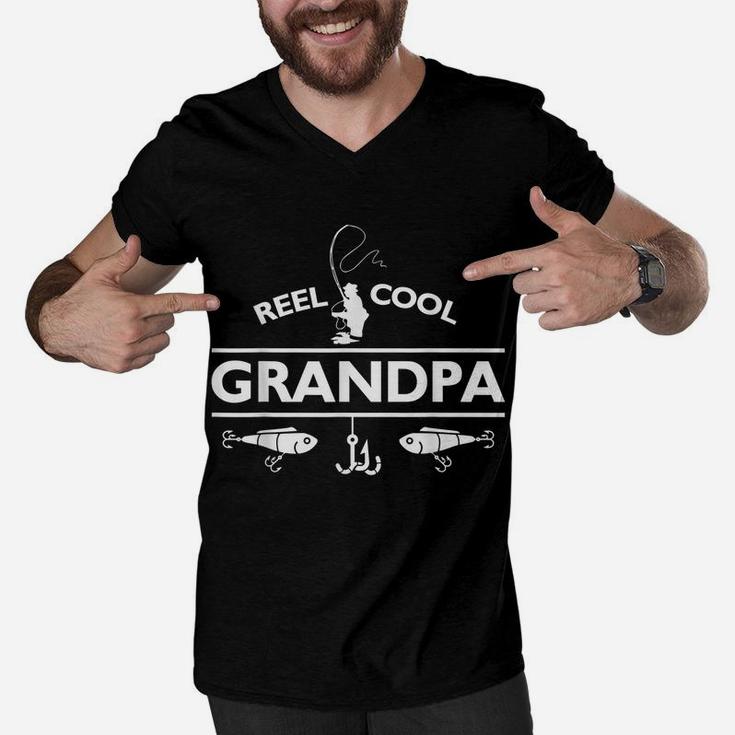 Mens Reel Cool Grandpa Fishing  Father's Day Gift Men V-Neck Tshirt