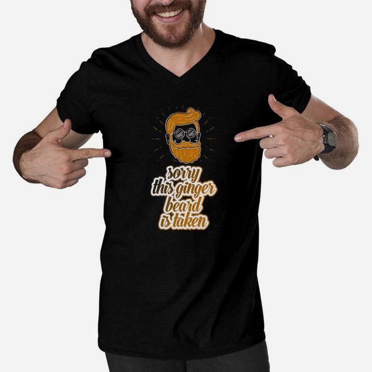 Mens Sorry This Ginger Beard Is Taken Valentines Day Men V-Neck Tshirt